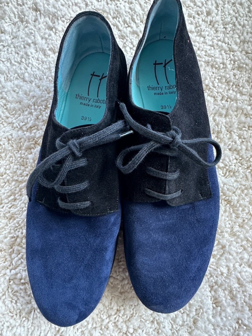 Thierry Rabotin Navy and Black Suede Lace-Up Oxfords